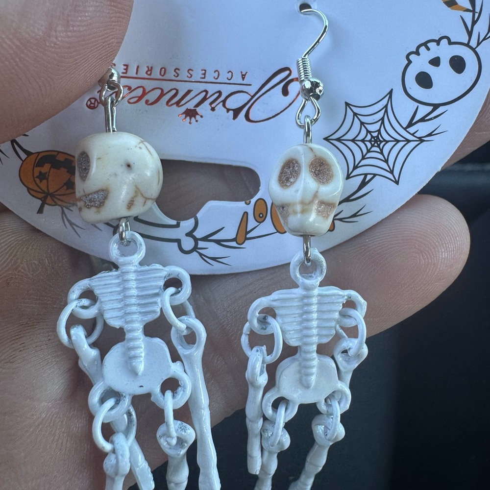 White Skeleton‎ Earrings for Halloween